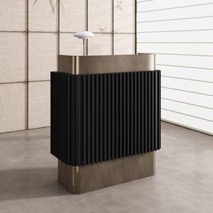 Mostrador <span class=keywords><strong>de</strong></span> Recepción para Salón <span class=keywords><strong>de</strong></span> Belleza Pequeño <span class=keywords><strong>de</strong></span> Alta Gama, Diseño Moderno, Mostrador <span class=keywords><strong>de</strong></span> Recepción Negro y Dorado, Mesa <span class=keywords><strong>de</strong></span> Conserjería - Product Image 3