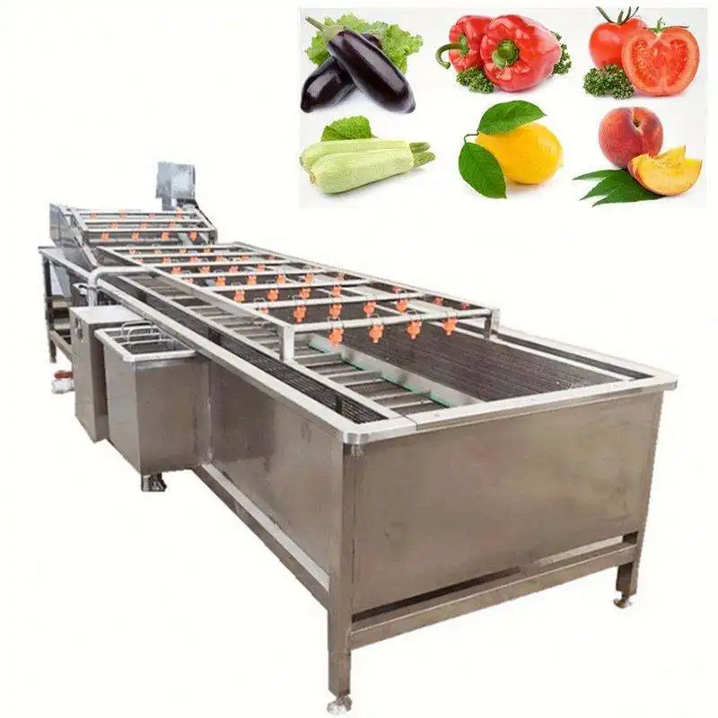 स्वचालित सब्जी वॉशिंग मशीन फल और सब्जी अदरक लहसुन बुलबुला सफाई मशीन सफाई और सुखाने लाइन प्रदान