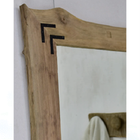 Handcrafted Live Edge Wood Wall Mirror Square Rustic Frame Vanity Mirror for Home and Bathroom Decor