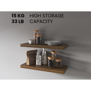 Iva <b>Floating</b> Shelf In Melamine Walnut 2 Pack <b>Wall</b> Mount Storage Display Rack - Product Image 6