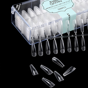Ongles professionnels Tip XS XXS <span class=keywords><strong>court</strong></span> cercueil amande couverture complète pointe d'ongle mat Logo personnalisé en gros Stiletto carré clair ongles Tips - Product Image 1