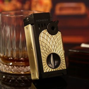 Encendedor de Cigarros Premium <span class=keywords><strong>con</strong></span> Cortador en V, Porta Cigarros y 5 Llamas de Antorcha, Resistente al Viento - Product Image 2