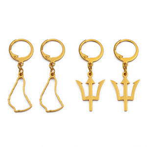 बारबाडोस द्वीप मानचित्र और ध्वज प्रतीक सोने के रंग इयररिंग्स या उपहार के लिए स्टेनलेस स्टील स्टड स्टेनलेस स्टील स्टड - Product Image 1