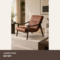 Chaise longue rembourrée de style cuir moderne avec structure en bois massif, fauteuil d'appoint pour salon ou coin lecture