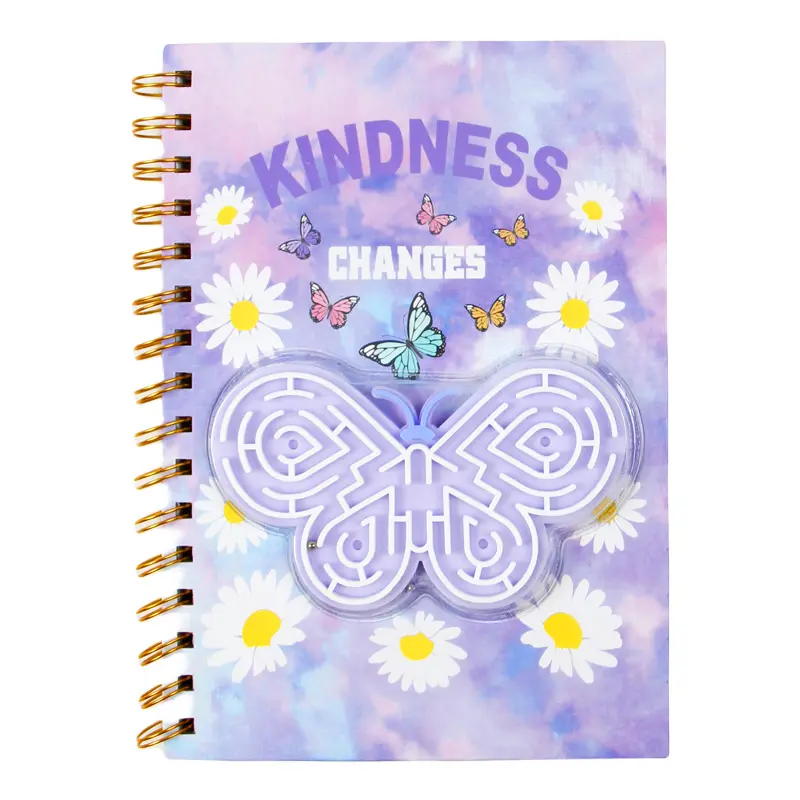 Interactive Spiral Notebook with 3D Butterfly Maze Design, Inspirational Messages, Perfect for Creative Kids and School Use