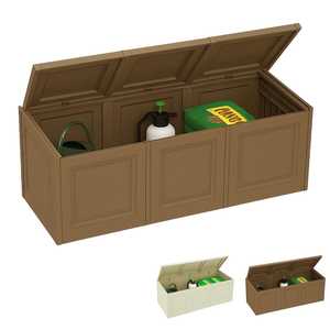 Boîte de rangement en plastique 3 modules 125x40x42 cm avec couvercle renforcé pour usage intérieur et extérieur - Product Image 6