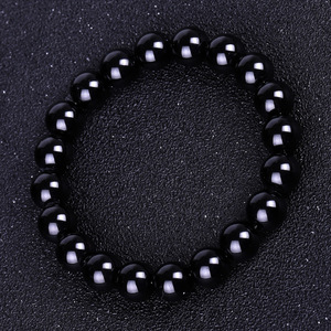 Bestone Custom <strong>Black</strong> 4mm 6mm 8mm 10mm Healing Power Natural <strong>Stone</strong> Luxury Feng Shui Yoga Obsidian Bracelet - Product Image 3