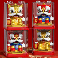 Lion chinois solaire oscillant de 3,5 pouces en ABS, figurine porte-bonheur, décoration pour la maison et la boutique, cadeau en gros
