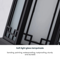 Lanterne murale extérieure solaire LED en aluminium noir JYLIGHTING avec verre givré, à intensité variable, pour la décoration de chambre