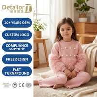 Ensemble de vêtements de créateur pour enfants : Pull en maille de luxe pour filles, pull moelleux et pantalon évasé, tenue d'hiver, ensemble assorti de boutique