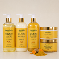 Gel Douche Corporel Marque Blanche Éclaircissant au Curcuma et Vitamine C, Gommage Corporel Herbal Revitalisant, Lotion Corporelle Éclaircissante et Unifiante