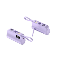 5000mAh 3 en 1 Mini Powerbank avec support de support LED affichage de la batterie Portable Powerbank pour iPhone Charge câble de type C intégré