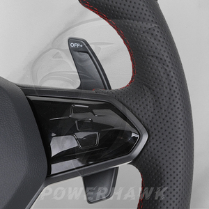 Volant en cuir compatible avec <span class=keywords><strong>Volkswagen</strong></span> Golf 5 6 7 7.5 8 GTI R GTE GTD GTS Jetta MK6 MK7 MK8 Tiguan L Passat CC Polo Scirocco - Product Image 4