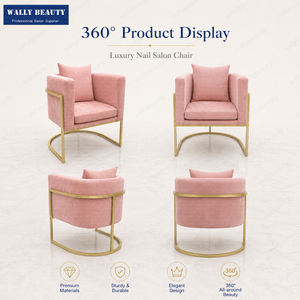 Sillón de Peluquería Profesional Nórdico de Terciopelo con Base Fija Dorada para Salón de Belleza - Product Image 4
