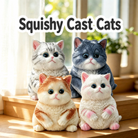 Mainan Kucing Squishy Slow Rising Penghilang Stres, Kucing Besar Lukis Tangan untuk Diremas, Dekorasi Meja Kawaii Grosir untuk Dewasa