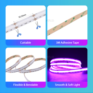 ไฟแถบ LED RGB Cob 12V ขนาด 10 มม. 810LEDs/ม. แบบยืดหยุ่น 15W/ม. สำหรับตกแต่งบ้าน ตู้ และเพดาน - Product Image 4
