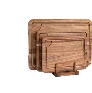 Planches à découper carrées en bambou - 1,5 cm d'épaisseur - Ensemble de trois pièces pour la préparation et le service des repas en cuisine - Product Image 2