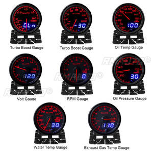 Manómetro Digital de 2 Pulgadas (52mm) y 12V para Auto, con Indicador de Temperatura de Agua y Aceite, Presión de Turbo, Tacómetro, Voltímetro, EGT, Pantalla LED de 10 Colores y Reloj Digital - Product Image 2