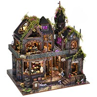 Kit de puzzle 3D en bois personnalisé ETKVR KT06 Magic Academy Book Nook, kit de maison à construire soi-même, éclairage LED, décoration de bibliothèque de château magique de luxe