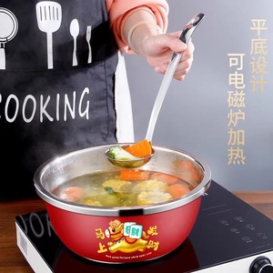 Escurridor redondo de acero inoxidable de doble capa con cesta de drenaje, de calidad alimentaria y engrosado, para lavar y escurrir verduras - Product Image 3