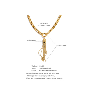 JINYOU 7688 Collana con Ciondolo a Catena Grossa Stile Punk, <span class=keywords><strong>in</strong></span> Acciaio Inossidabile Placcato Oro per Donne - Product Image 6