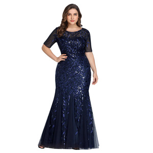 New Arrived High Quality Plus <strong>Size</strong> <strong>Sequin</strong> Mesh Fishtail Slim Banquet Host Evening Party Prom <strong>Dresses</strong> for Women - Product Image 3