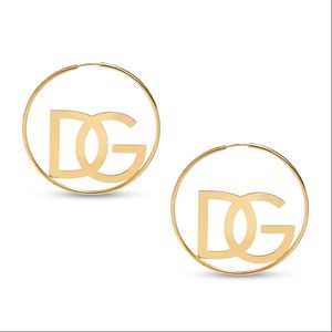 도매 개인 이름 초기 귀걸이 18k 골드 도금 스테인레스 스틸 얇은 편지 큰 후프 귀걸이 보석 여성용 - Product Image 1