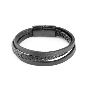 Men's Woven <b>Leather</b> <b>Bracelet</b> Stainless Steel Magnetic Clasp Everyday Wear 7.5in 8.5in 9in Retro Style Jewelry - Product Image 3