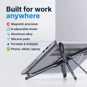 Multifunctional Magnetic Phone Holder Portable Aluminum Alloy <b>Desktop</b> Laptop <b>Stand</b> Foldable for Travel - Product Image 2