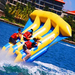Atacado piscina inflável banana boat-Alta Qualidade triplex linha Peixe Voador Inflável Jangada Barco, Passeio de Barco de Banana Inflável Voar peixes na Venda