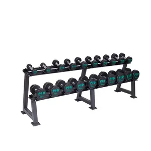Wholesale Home Gym Fitness Equipment Black 2 Tiers Dumbbell Storage Rack For 10 Pairs Dumbbell