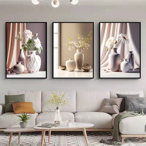 <span class=keywords><strong>Peinture</strong></span> murale sur toile en <span class=keywords><strong>triptyque</strong></span> de vases à <span class=keywords><strong>fleurs</strong></span>, décoration de salon de luxe, <span class=keywords><strong>peinture</strong></span> en porcelaine de cristal pour la maison, vente en gros - Product Image 2