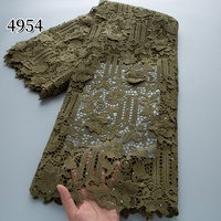 Encaje Africano de Alta Calidad 4954, Encaje Guipur Bordado con Flores 3D, Encaje Soluble en Agua, Tela de Encaje para Vestido de Novia