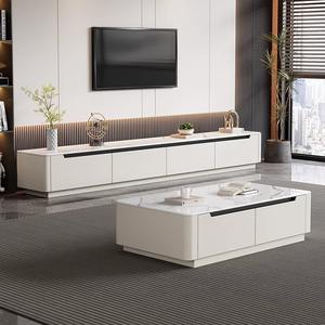 خزانة تلفزيون عصرية فاخرة عالية الجودة من الخشب والرخام، حامل لأثاث غرفة المعيشة وغرفة النوم، تصميم أبيض عائم، أحدث موديل 2025 - Product Image 2