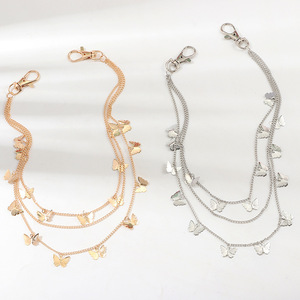 Cadena Corporal Multicapa con Diseño de Mariposa, en Aleación de Zinc Plateada y Dorada, Accesorio de Moda para Uso Diario Femenino - Product Image 3