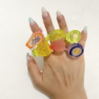 Hotsale Mode Fruit Ring Orchard Stijlen Aardbei Ananas Kiwi Fruit Papaya Schattige Sieraden Cadeau Creatieve Hars Ringen