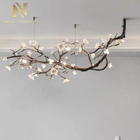 Lampe d'intérieur de style naturel inspirée de la villa, appartement, salle à manger, salon, branche de fleurs, lustre LED