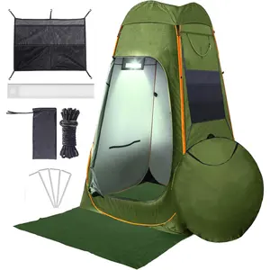 The most complete tent for camping bathroom needs including mesh roof rain cover shower holder toilet and much more