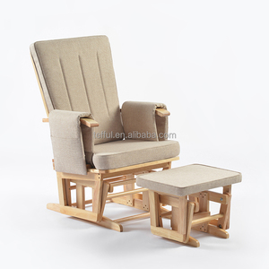 Fauteuil à bascule moderne en tissu avec base en bois pour allaitement et bébé nouveau-né - Product Image 1