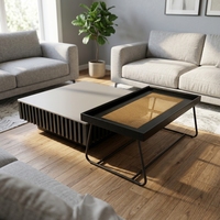 Table basse gigogne simple et polyvalente, ensemble de 2 pièces, MDF noir, rectangulaire, moderne, décoration de salon