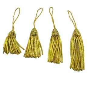 DADA Borla de Hilo Metálico Duradera con Adorno de Pedrería Personalizado en Oro Antiguo para Uso en Prendas DIY y Textiles del Hogar - Product Image 5