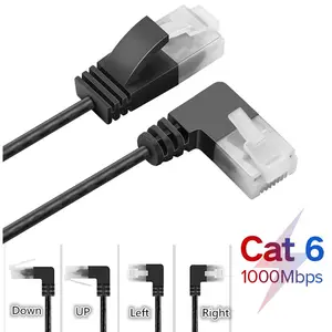 كابل إيثرنت Cat6 فائق النحافة بزاوية قائمة RJ45, كابل شبكة UTP بزاوية 90 درجة ، كابلات Lan Cat6a لأجهزة الكمبيوتر المحمول وجهاز التوجيه تي في بوكس