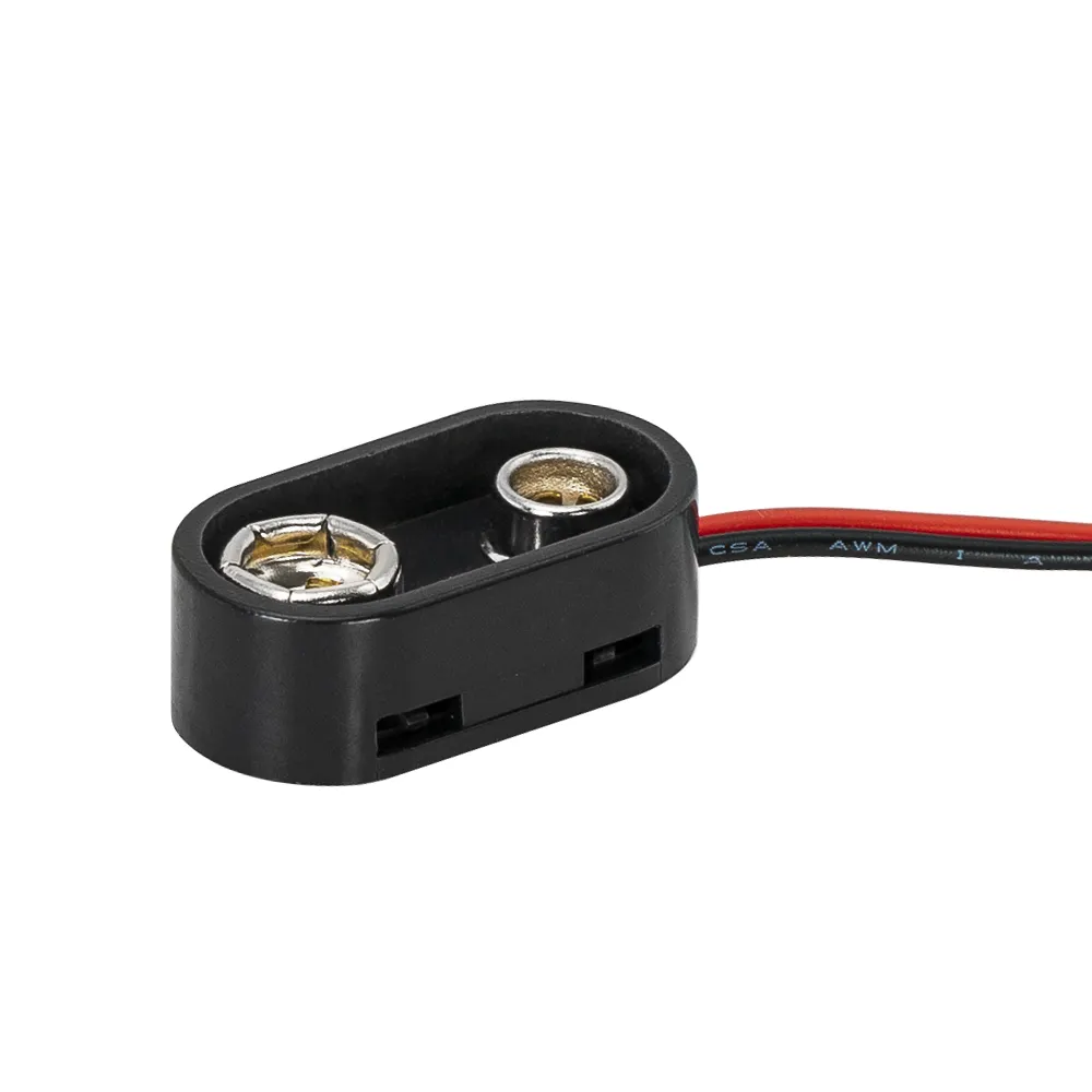 Conector de clip de batería a presión de 9V, carcasa de plástico, carcasa dura de batería ABS con cable de 150MM y 26AWG