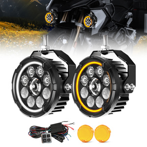 Phare auxiliaire LED 4,5 pouces pour moto, 120W, blanc/ambre, stroboscopique, DRL, antibrouillard, projecteur externe pour moto ADV avec faisceau de câblage - Product Image 1