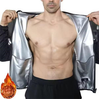 Haut de sport pour homme en polyester, néoprène et nylon, à manches longues, anti-transpiration, avec fermeture éclair, pour entraînement, fitness et sauna