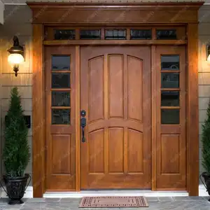 Exterior Front Doors Modern Glass Wood Entry Double Main Wooden Security Door Single French Front Wooden Doors