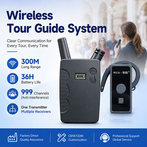 Système de guide touristique sans fil, autonomie de 36 heures, portée de 300 m, 999 canaux, casque discret pour visites d'usines et de musées - Product Image 1