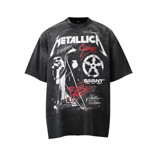 Camiseta de Hombre de Marca Vintage, Estilo Urbano, Manga Corta, Corte Regular, 100% Algodón, Estampado, Lavado Desgastado, Estilo Rock - Product Image 3
