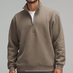 Felpa Personalizzata Sostenibile ed Ecologica con Zip a un Quarto, in Jersey di Cotone Organico <span class=keywords><strong>e</strong></span> Bambù, Collo Alto, Pullover con Mezza Zip per Uomo - Product Image 1