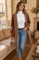 Pull cardigan personnalisé pour femme avec logo, tricoté, manches longues, col polo, motif géométrique, design tendance, hiver, polyester, usine OEM & ODM